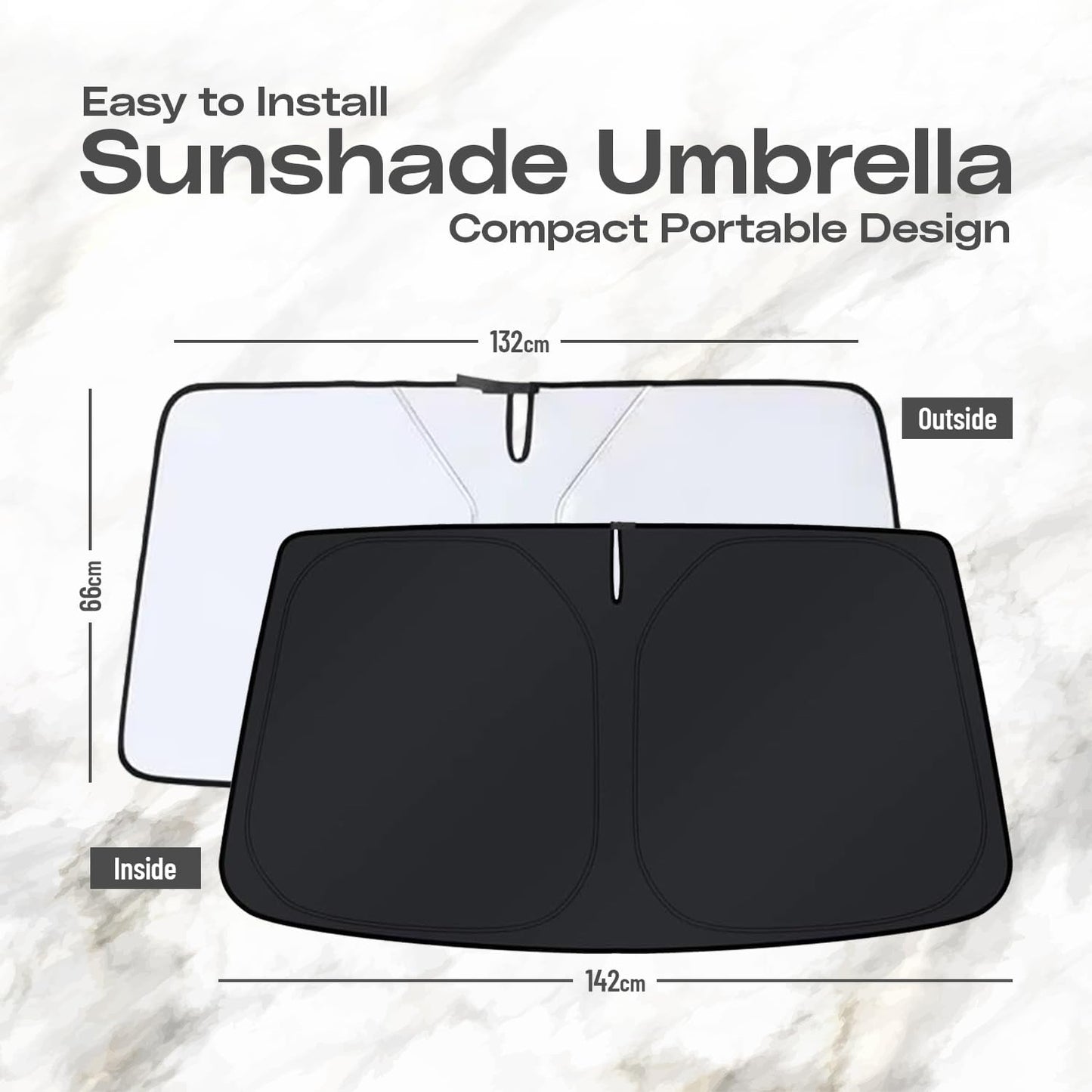 VOXI Car Sun shade 2 Set – Instant Umbrella-Style Windshield Sunshade, UV & Heat Protection, Compact Portable Design, Universal Fit, Easy to Install & Store, Lightweight Car Interior Protection