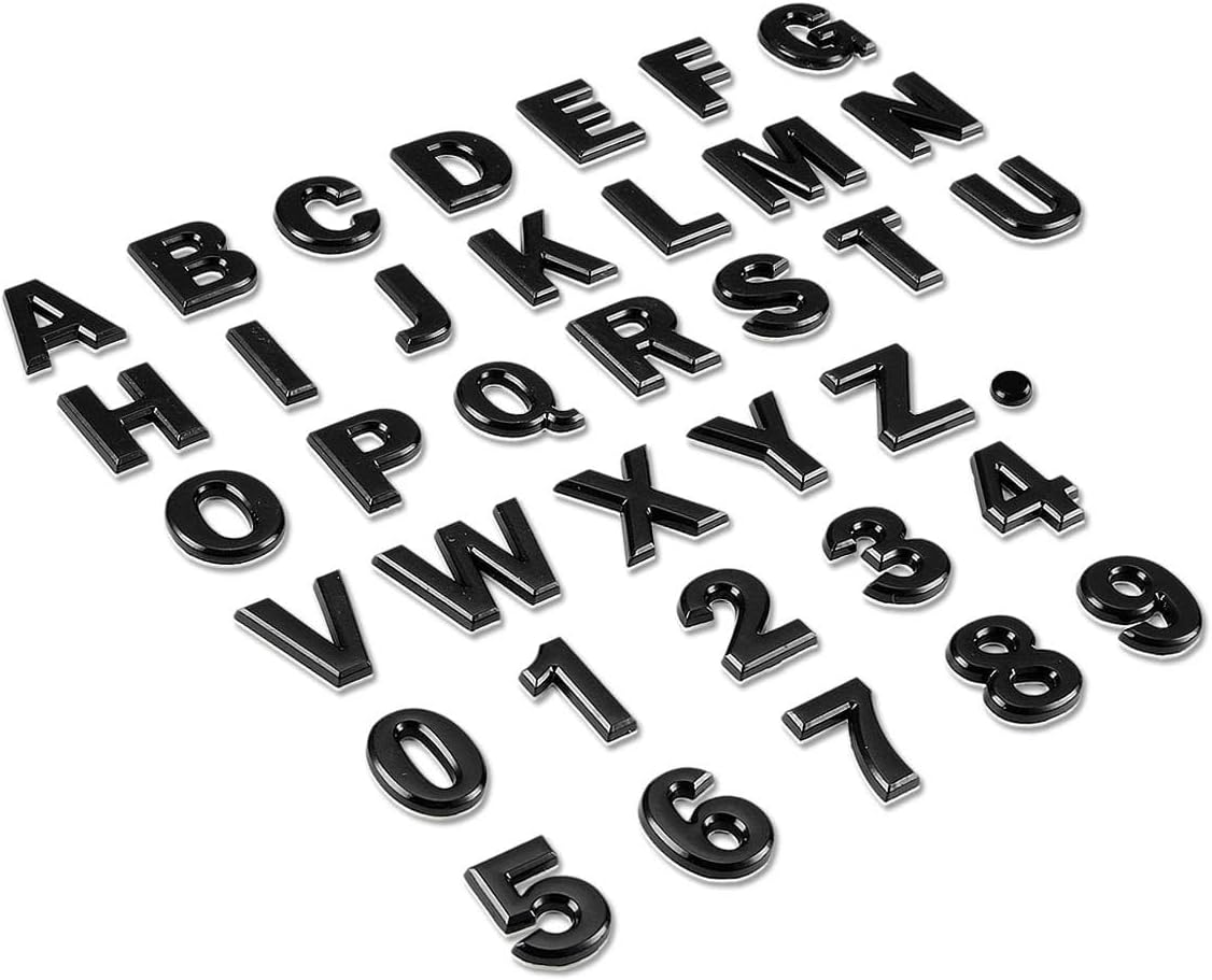 1set DIY Alphabet Letter Badge Chrome Plated Car Sticker Number Badge Car Logo 3D Metal Auto Parts Motorcycle Sticker(1x1 inh) (Black)