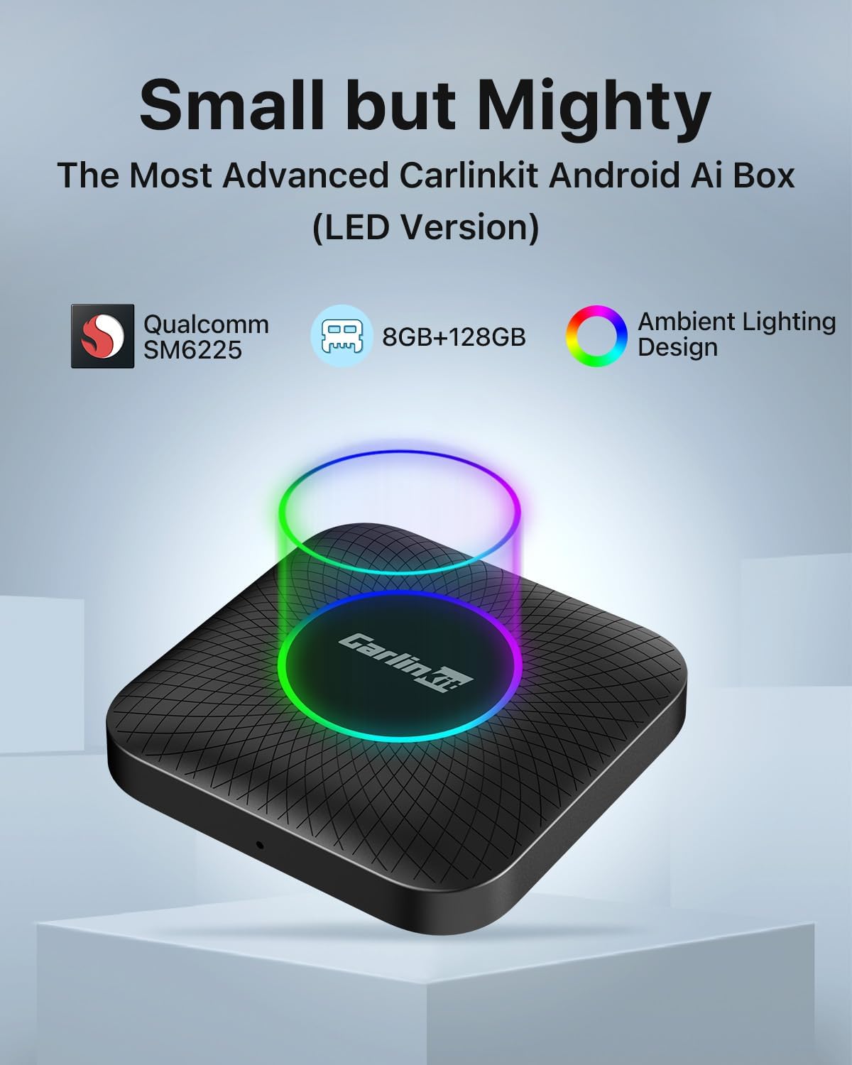 كارلين نت احدث ايه اي بوكس LED، اندرويد 13، كوالكوم 6225، 8GB+128GB، دونجل كاربلاي لاسلكي اندرويد اوتو 3 في 1 يأتي مع متجر جوجل بلاي، بث فيديو، فقط للسيارة مع كاربلاي سلكي