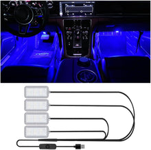 شريط LED داخلي للسيارة من ازوني، شريط LED مقاوم للماء لداخل السيارة، اضواء محيطة تعمل بمنفذ USB، الوان قابلة للتخصيص، سهل التركيب، عالمي للسيارات وسيارات الدفع الرباعي والمركبات الترفيهية (ازرق داكن 5 فولت)