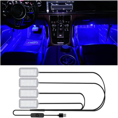شريط LED داخلي للسيارة من ازوني، شريط LED مقاوم للماء لداخل السيارة، اضواء محيطة تعمل بمنفذ USB، الوان قابلة للتخصيص، سهل التركيب، عالمي للسيارات وسيارات الدفع الرباعي والمركبات الترفيهية (ازرق داكن 5 فولت)