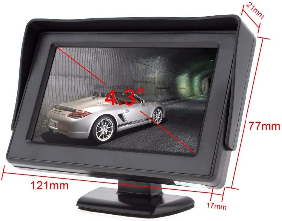 3T6B شاشة خلفية للسيارة مقاس 4.3 بوصة، كاميرا خلفية مقاومة للماء بتقنية TFT LCD للرؤية الخلفية، لسيارات الدفع الرباعي والسيارات العادية بجهد التيار المستمر 12 فولت