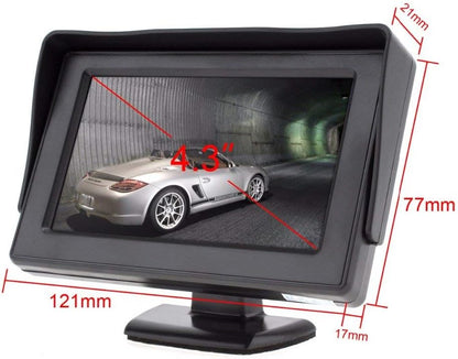 3T6B شاشة خلفية للسيارة مقاس 4.3 بوصة، كاميرا خلفية مقاومة للماء بتقنية TFT LCD للرؤية الخلفية، لسيارات الدفع الرباعي والسيارات العادية بجهد التيار المستمر 12 فولت
