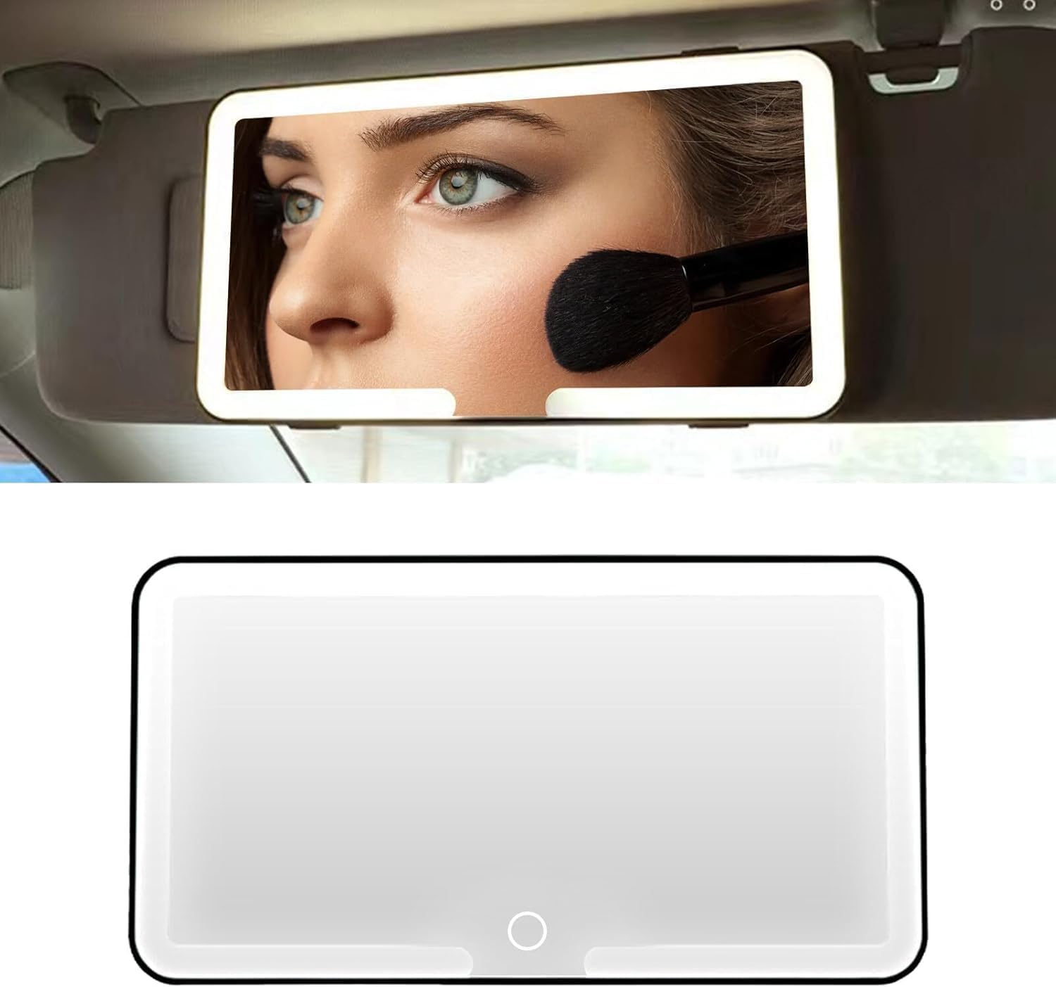Car Visor Vanity Mirror with LED Lights – Universal Sun Visor Makeup Mirror for Car, 3 Light Modes, Touch Control, Portable & Practical Mirror for Most Cars