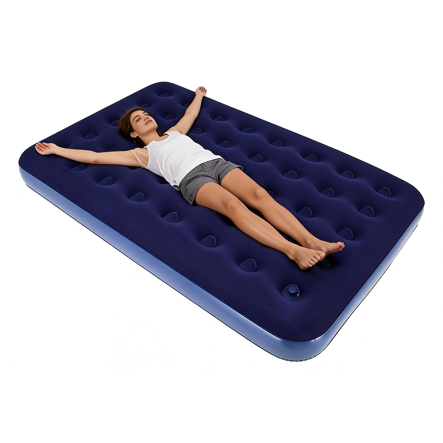 SKY-TOUCH Lightweight Inflatable Air Mattress, Portable Camping Air Bed Comfort Dual-Surface Airbed, Portable Air Bed for Camping, Home & Travel, Flocked Airbed