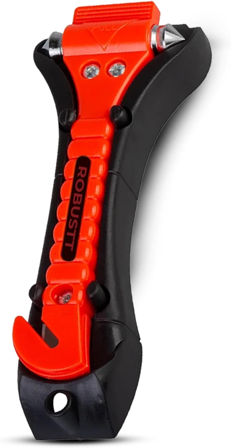 Robustt Car Safety Hammer Emergency Escape Tool with Seat Belt Cutter and Vehicle Window Glass Breaker (Pack of 1)