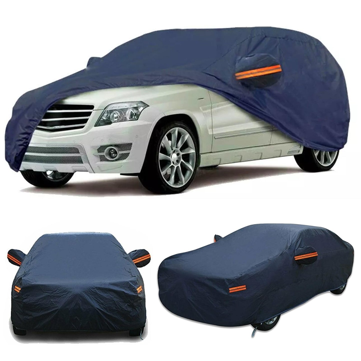 SUV Full Car Cover WaterproofDustproof, UV Protection, Windproof,Sunproof, Scratch-Resistant, BreathableT190 Oxford Fabric with Reflective Stripfor Outdoor & indoor Use -Fits Most SUVs (SUVs, 210.6")