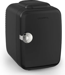 CROWNFUL Mini Fridge, 4 Liter 6 Can Portable Cooler and Warmer, Personal Fridge for Skin Care, Cosmetics, Food, Great for Bedroom, Office, Car, Dorm, ETL Listed (Black)