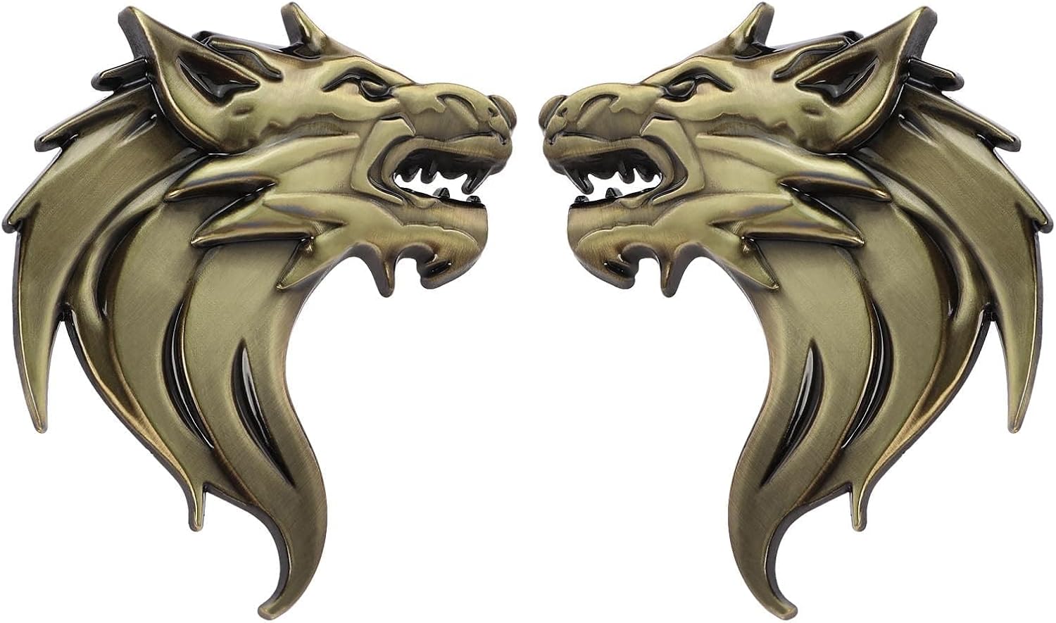 Bukela 3D Metal Car Stickers,Wolf Head Decals Emblem,Car Motorcycles Styling Emblem (Bronze)