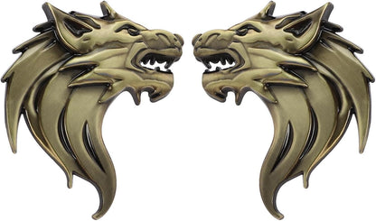 Bukela 3D Metal Car Stickers,Wolf Head Decals Emblem,Car Motorcycles Styling Emblem (Bronze)