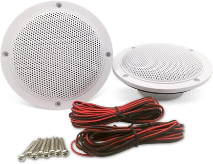 Herdio 4 Inches 160 Watts Waterproof Marine Ceiling Speakers Perfect for Kitchen Bathroom Boat Car Motorcycle - 1 Pair (White)