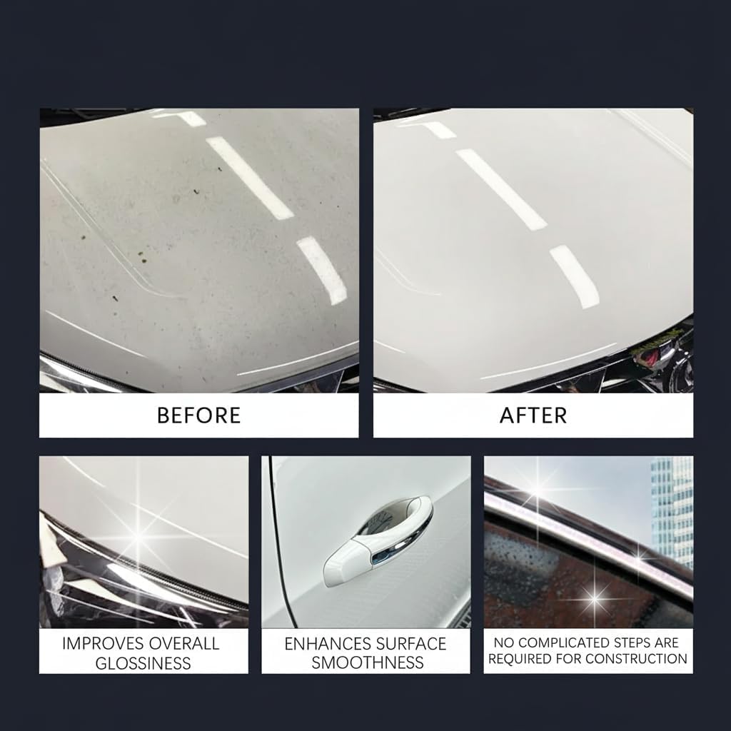 YelaJoy Ceramic Top Coat Spray for Cars, Waterless Wash & Hydrophobic Protection, High-Gloss Finish, Instant Shine, Includes Towel & Sponge, Car Detailing Solution（100ml）