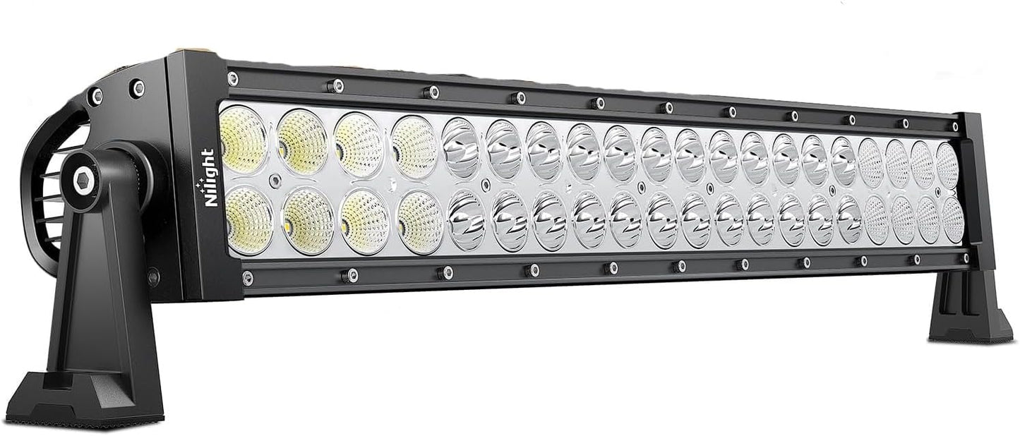 THE WHITE SHOP 22Inch 120W Spot Flood Combo Led Light Bar Off Road Driving Lights Boat Lights Fog Light 12V, Lead for Trucks