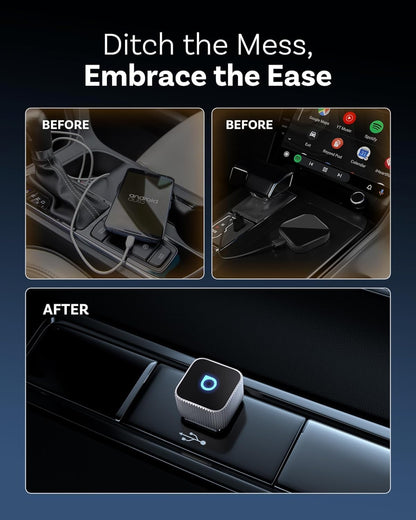 محول سيارة لاسلكي 2 في 1 2026 يعمل بنظام اندرويد وواي فاي 5GHz واتصال تلقائي لسيارات 2016+