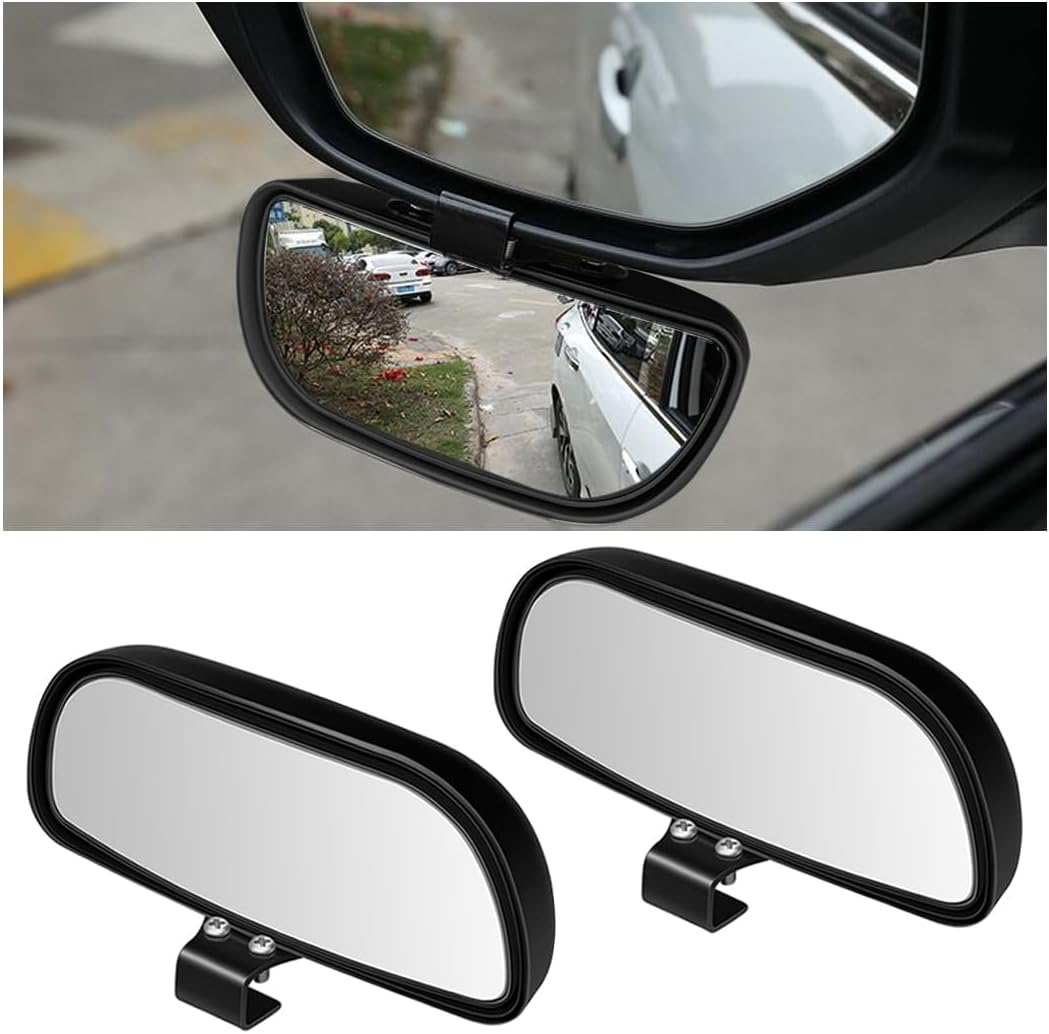 Car Blind Spot Mirror, HD Glass Frameless Convex Rear View Mirrors Exterior Accessories, Wide Angle Adjustible Auto Exterior Blindspot Side View Mirror, Universal for SUV, Sedan, Truck (2 Pcs, Black)