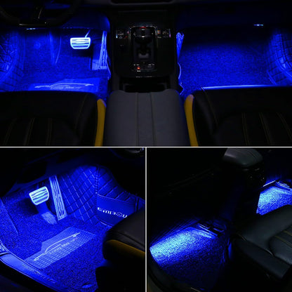 شريط LED داخلي للسيارة من ازوني، شريط LED مقاوم للماء لداخل السيارة، اضواء محيطة تعمل بمنفذ USB، الوان قابلة للتخصيص، سهل التركيب، عالمي للسيارات وسيارات الدفع الرباعي والمركبات الترفيهية (ازرق داكن 5 فولت)