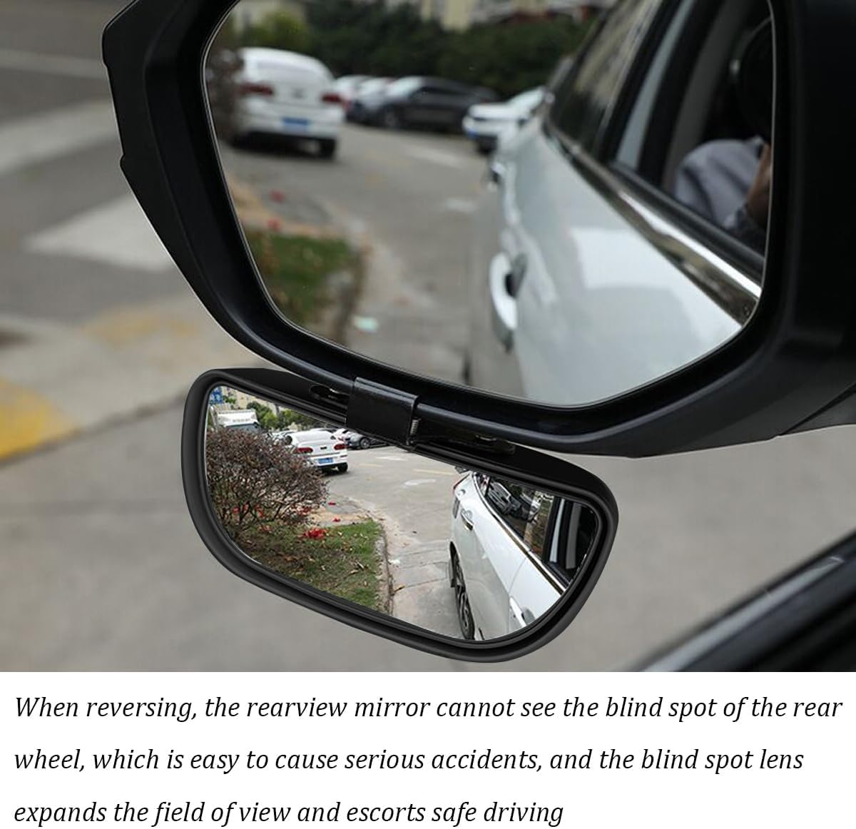 Car Blind Spot Mirror, HD Glass Frameless Convex Rear View Mirrors Exterior Accessories, Wide Angle Adjustible Auto Exterior Blindspot Side View Mirror, Universal for SUV, Sedan, Truck (2 Pcs, Black)