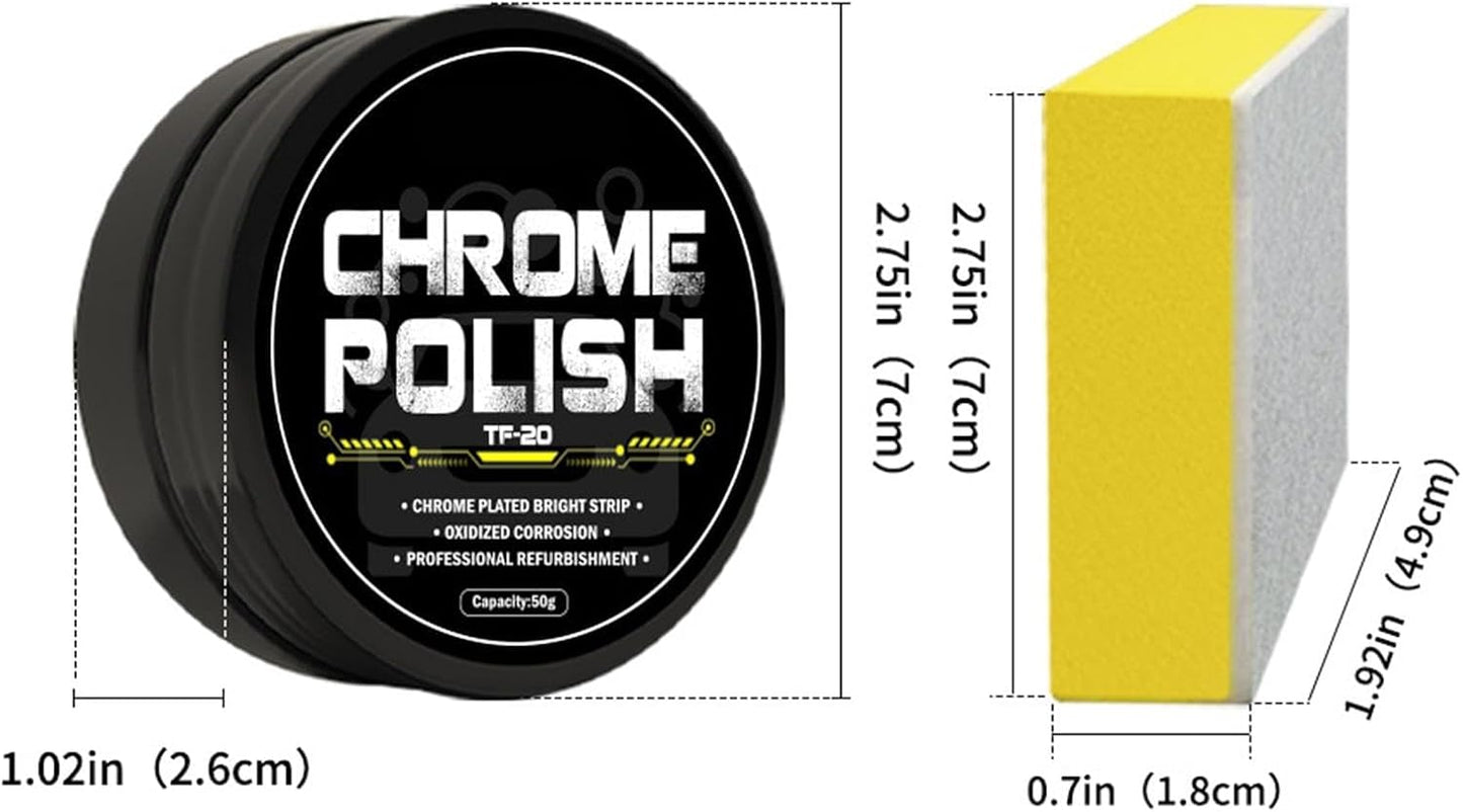 Car Chrome Polish, Versatile Metal Cleaner, Polishing Compound Emblems, Chrome Plate Retreading Agent, Creative Rust Removal Cleaner, Car Metal Polish for SUVs, RVs, and Motorcycles