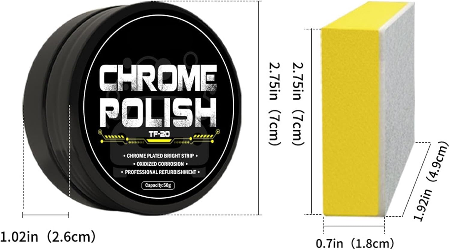 Car Chrome Polish, Versatile Metal Cleaner, Polishing Compound Emblems, Chrome Plate Retreading Agent, Creative Rust Removal Cleaner, Car Metal Polish for SUVs, RVs, and Motorcycles