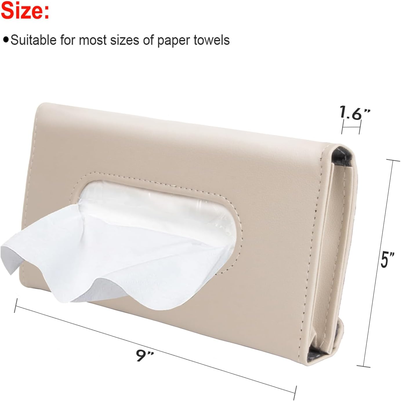 Carstuus Sulfar Car Visor Tissue Holder, Dispenser Hanging Paper Towel Holder Case For Seat Back And Vehicle Side Door, Multi-Use Cover & Truck Decoration Beige