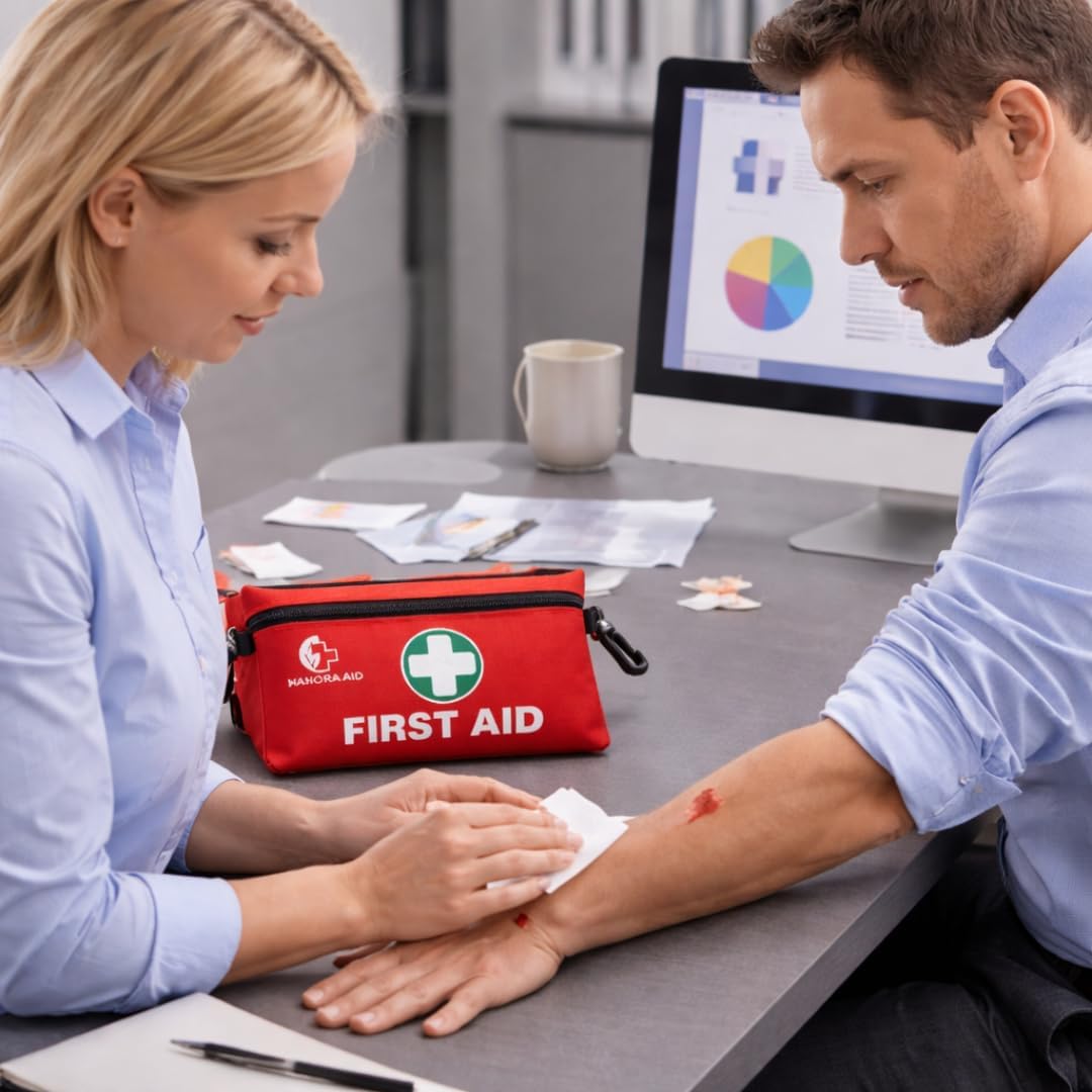 First Aid Kit 132 Pieces – Complete Emergency Preparedness Kit with Bandages, Wipes, Gauze Pads, Scissors & Emergency Blanket for Camping, Travel, Car, Home, Office & Outdoor Use