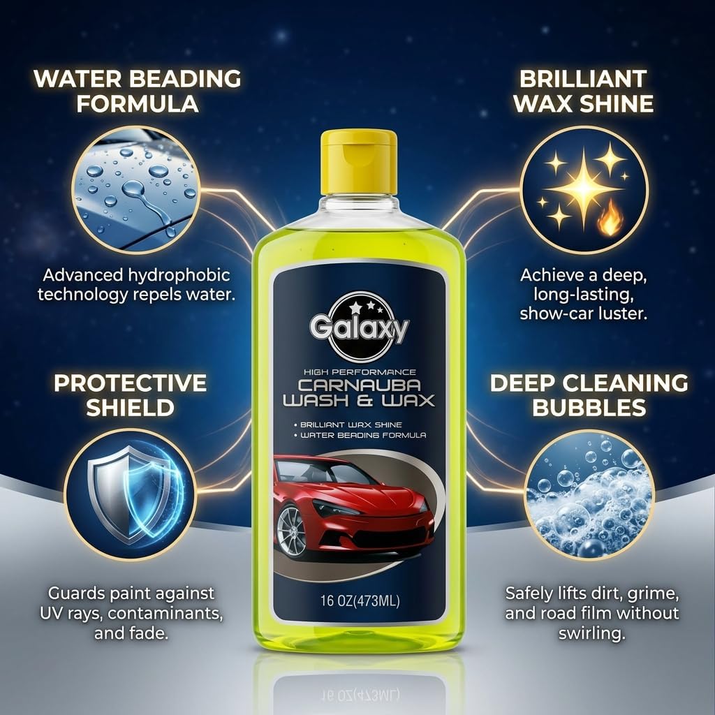 Galaxy High Performance Carnauba Car Wash and Wax Shampoo (473 ml)