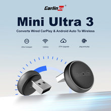 Carlinkit Mini Ultra Wireless CarPlay & Android Car Adapter, Convert Factory Wired to Wireless, USB-A/USB-C Fast Connection for iOS 10+ & Android 11+, Plug & Play Car Play