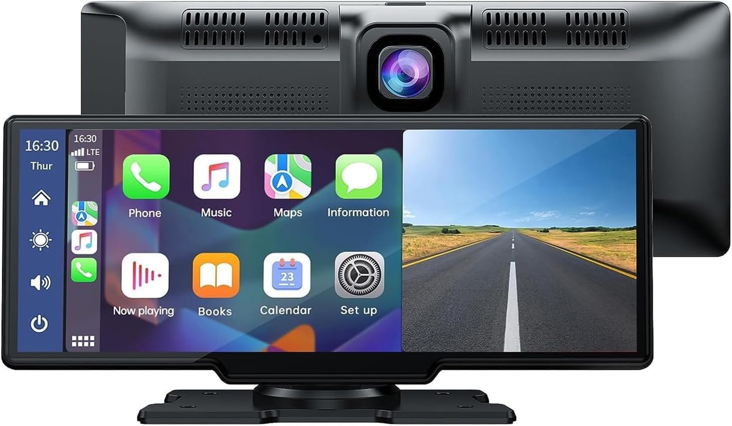 Wireless CarPlay Screen for Car with 2.5K Dash Cam, 1080P Backup Camera, 9.26" Portable Car Stereo with Apple CarPlay, Android Auto, Mirror Link, Loop Recording, GPS Navigation, AUX/FM