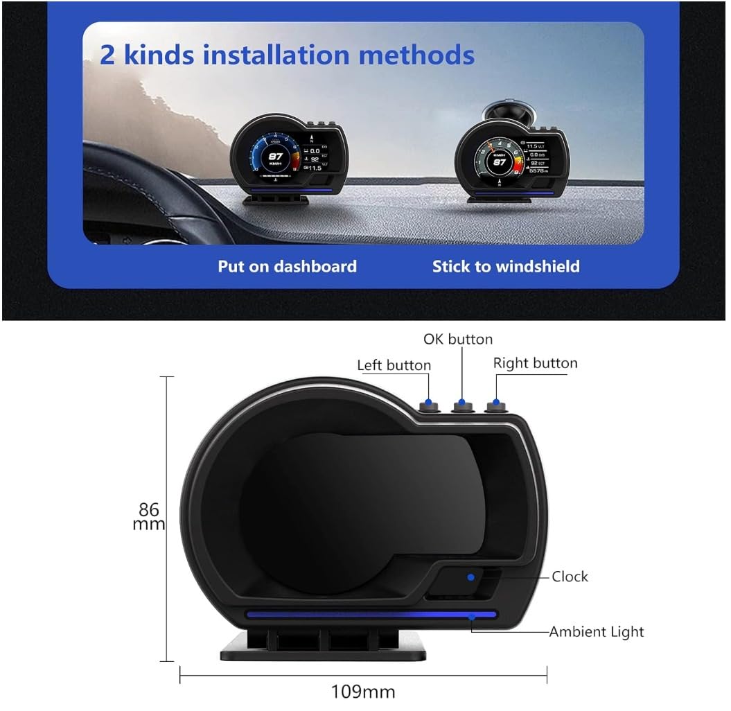 شاشة عرض اتش يو دي بي 6 من دارباك، مقياس ذكي OBD+GPS، يعمل بشكل رائع لجميع السيارات، اداة تشخيص اعطال السيارة او بي دي، اداة تشخيص اعطال السيارة او بي دي امنة للقيادة، انذار للسرعة الزائدة لجميع