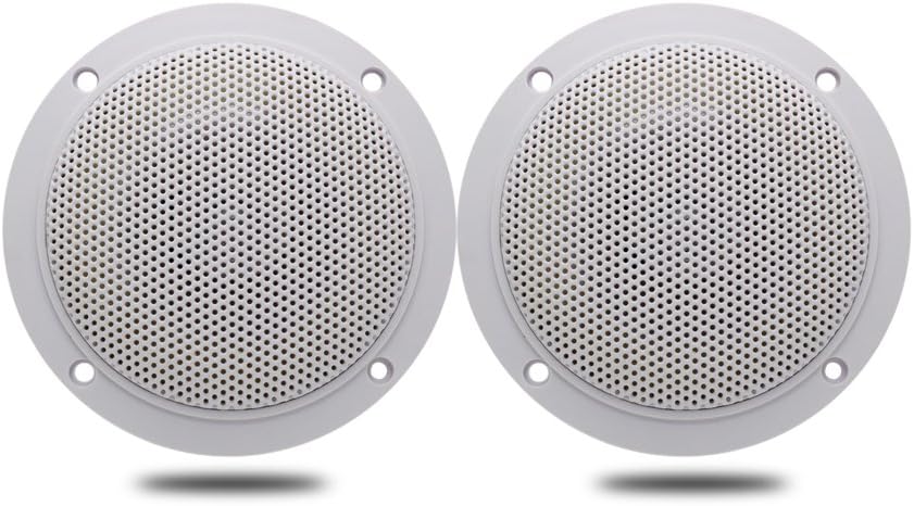 Herdio 4 Inches 160 Watts Waterproof Marine Ceiling Speakers Perfect for Kitchen Bathroom Boat Car Motorcycle - 1 Pair (White)