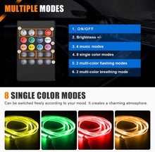 HOLDCY شريط اضاءة LED للسيارة، اضواء داخلية RGB للسيارة، 5 في 1 بطول 236.22 انش من الالياف الضوئية، مجموعات اضاءة محيطية متعددة الالوان للوحة القيادة، وضعية DIY ووضعية الموسيقى، خاصية تشغيل الصوت