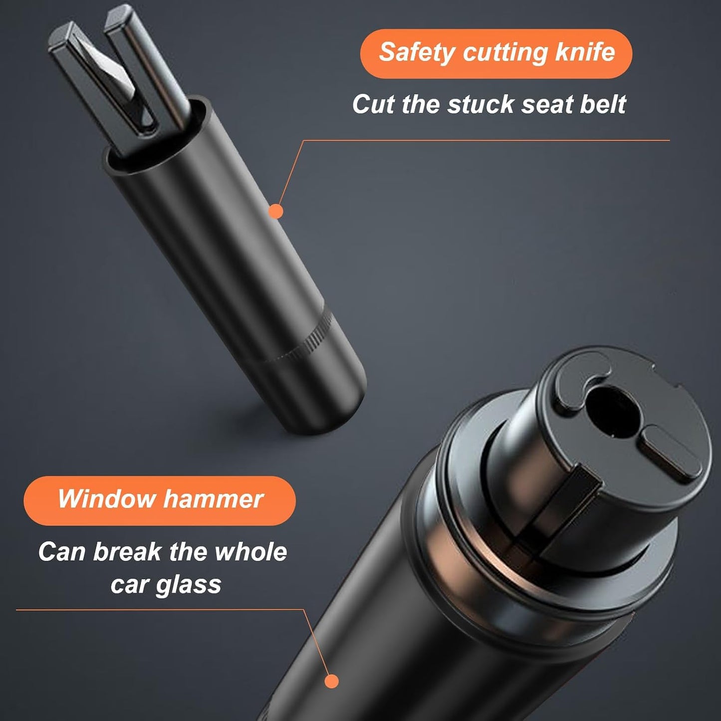 2 Pack Car Safety Hammer, Emergency Escape Tool One Second Window Breaker, Cutter Car Glass Breaker Life-Saving Emergency Artifact (Black)