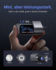 Dash Cam Front 4K - 1.5" IPS Display & 5G WiFi & 64G Card, 360° Rotation Mini Dashcam, Car Camera with WDR Night Vision, 24H Parking Mode, G-Sensor, Loop Recording,170° Angle, Dash Camera for Cars DE