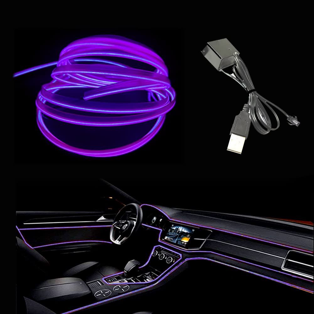 شريط إضاءة LED داخلي للسيارة بلون أحمر من ماكس لاكسر، سلك نيون بطول 5 متر ومنفذ USB بجهد 5 فولت مع مصهرات حماية وحافة مدروزة مقاس 6 ملم