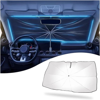 Car Umbrella Sun Shade Cover, Nano 5-Layer Block UV Reflector+Handy Windshield Sun Shade for Most Cars SUV Truck