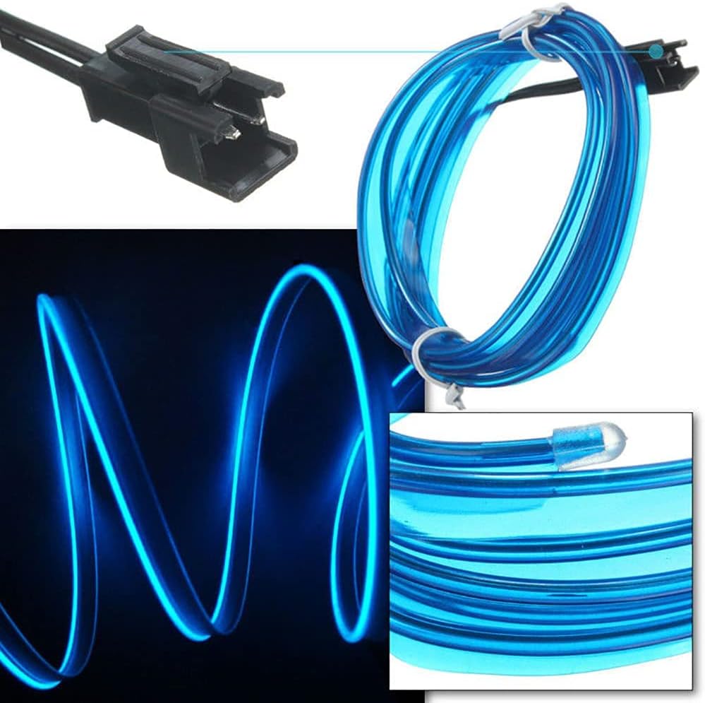 شريط إضاءة LED داخلي للسيارة من اي ال واير، ضوء نيون بارد بمنفذ USB مع حافة 6 ملم، مجموعة إضاءة محيطة للديكور الداخلي للسيارة، ديكورات الحديقة من ميكنج تيك (5 متر/16.4 قدم، أزرق فاتح)
