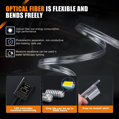 HOLDCY شريط اضاءة LED للسيارة، اضواء داخلية RGB للسيارة، 5 في 1 بطول 236.22 انش من الالياف الضوئية، مجموعات اضاءة محيطية متعددة الالوان للوحة القيادة، وضعية DIY ووضعية الموسيقى، خاصية تشغيل الصوت