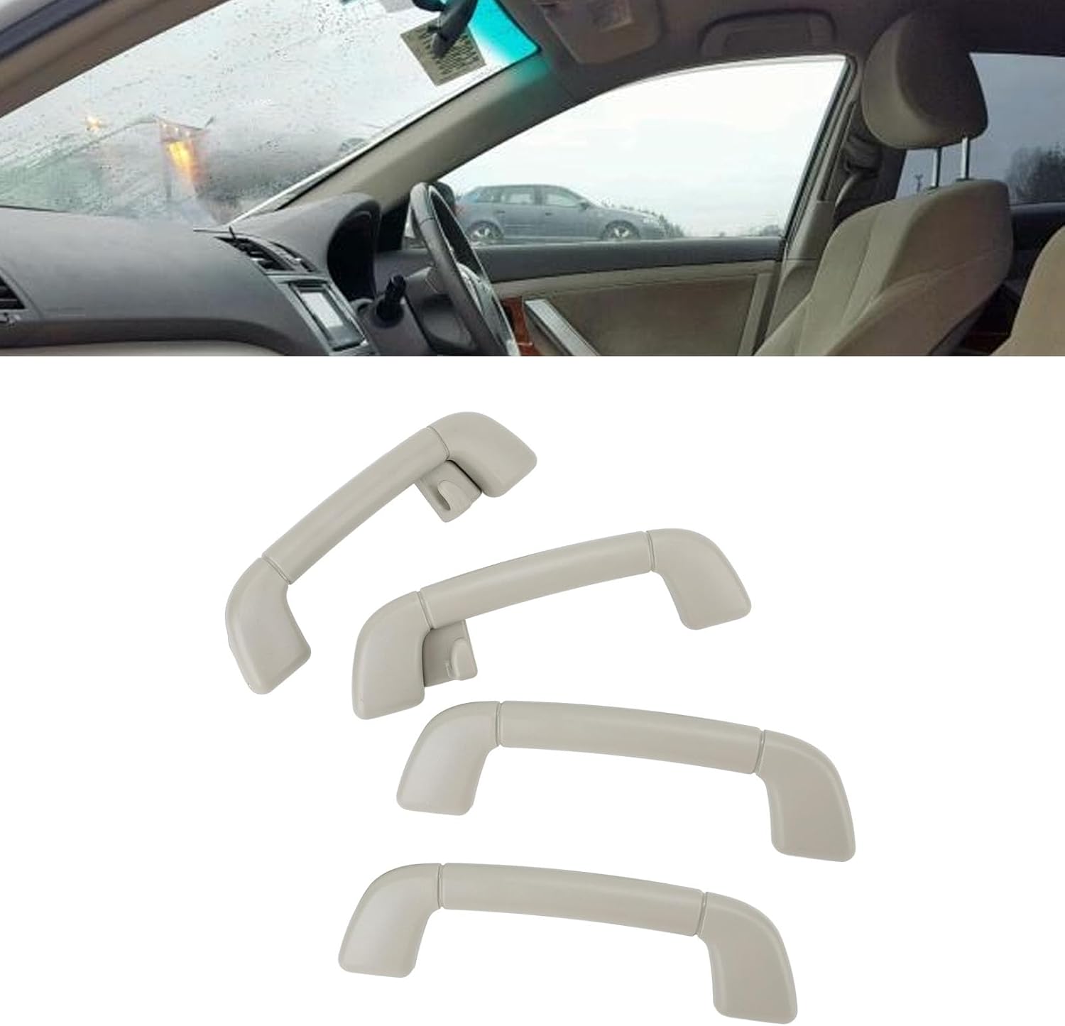 BROLEO 4pcs Front Roof Handle Pull Grab Handle, Interior Grab Handle Compatible with Camry XV40 2006-2013, 2008-2019, Prado 2014-2019, Comfortable Grip Assist Handle