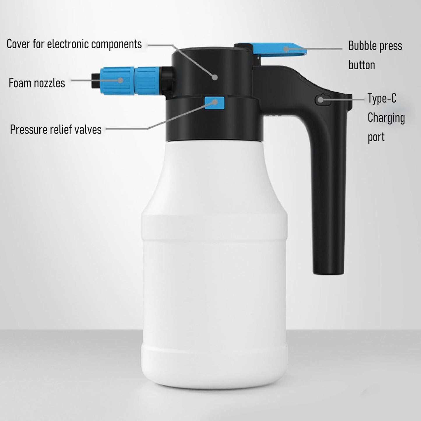 gernie Foam Watering Can, Cordless Pump Foam Sprayer, Automatic Spray Handheld High Pressure Pump Sprayer for Car Washing Gardening Watering Sprinkling, Garden Sprayer
