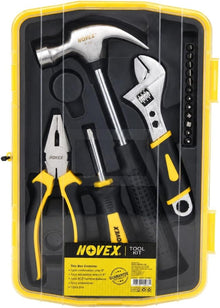 Professional Home Repair Tool Kit – 16 Piece Household Maintenance Set with Hammer, Adjustable Wrench, Combination Plier, Universal Screwdriver Bits & Portable Storage Case for DIY, Home, Office & Car
