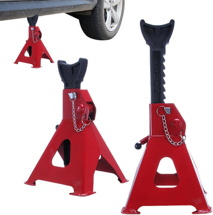 Car Jack Stands 3 Ton with Double Safety Lockings 9 Levels Adjustable Height 28-42cm, Heavy Duty Steel Jack Stands 6600LBS Automotive Vehicles Stand for Lifting SUV, Pickup Truck, Car UTV/ATV, 1 Pair