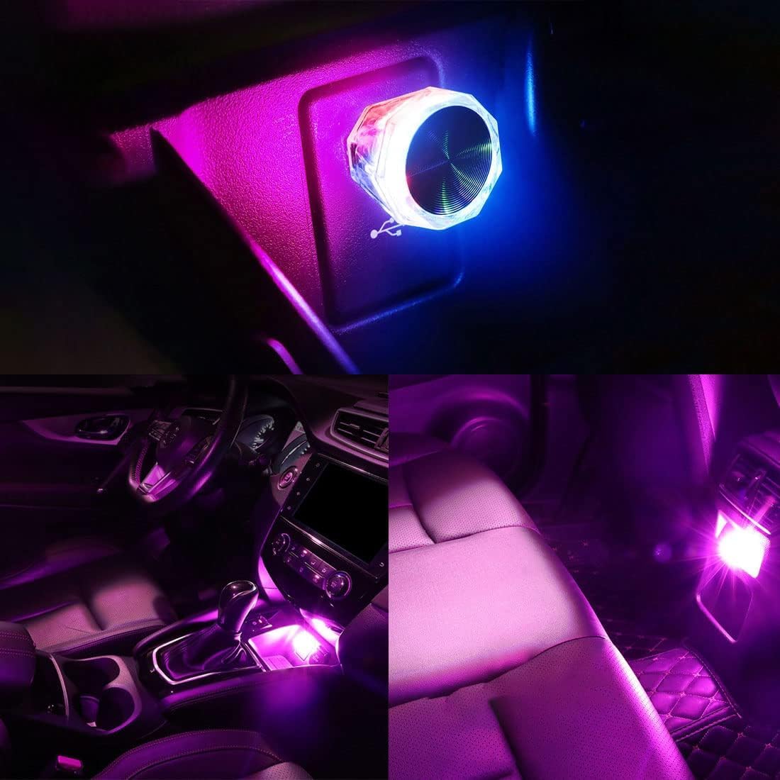 5 Pcs USB Car Ambient Lighting, USB Strobe LED Light, Plug in LED Interior Light for Cars, RGB Portable Ambient Lighting for Cars, Laptops, Night Lights and Extra USB Plugs Decoration