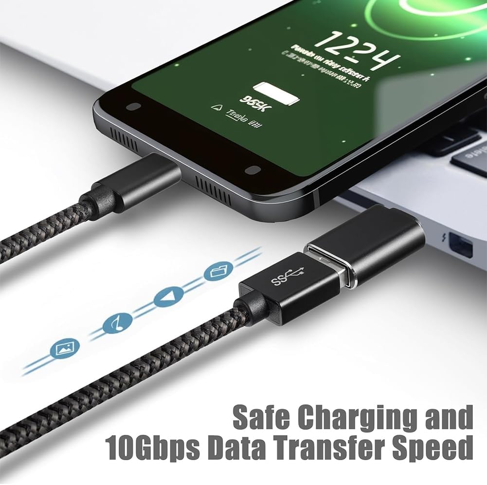 محول USB C إلى USB من أريكيجي [عبوتين]، محول ثاندربولت 3 إلى USB 3.0 OTG متوافق مع ماك بوك برو، بيكسل بوك، والمزيد من الأجهزة بمنافذ USB-C (أسود)