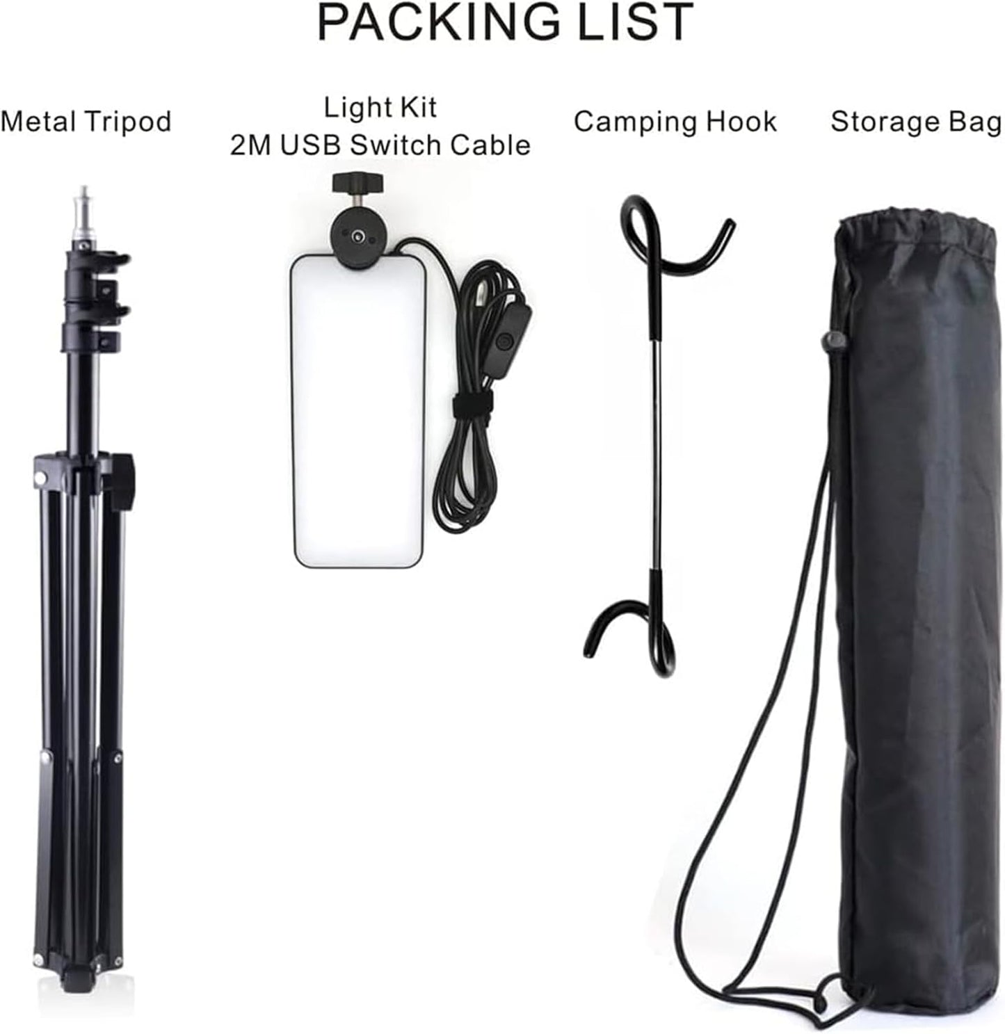 THE WHITE SHOP Portable Camping Lights, Work Lights With Stand,Telescoping Tripod Outdoor Light & Camp Light, Camping Hook Includes