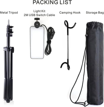 THE WHITE SHOP Portable Camping Lights, Work Lights With Stand,Telescoping Tripod Outdoor Light & Camp Light, Camping Hook Includes