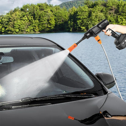 Cordless Pressure Washer Gun - 21V 3000mAh Battery (10Pcs), 9-12M Range, 0-180° Nozzle for Cars/Fences/Boats, Portable Power Cleaner (black)