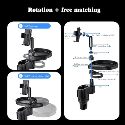 X spring Cup Holder Extender, Black Car Cup Holder Expansion Adapter, Multi-Functional Vehicle Drink Organizer for Road Trips, Commuting, and Daily Driving Convenience