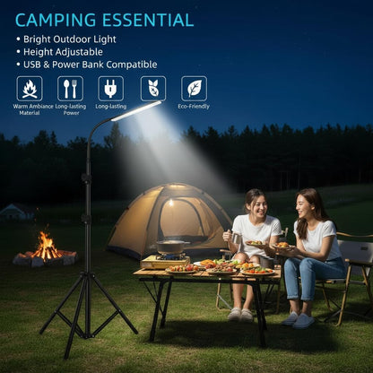 LED Camping Light, 1680LM High Brightness Portable Outdoor Lamp with Telescopic Tripod | Powered by USB Cable for Continuous Light | for Camping, Emergency, Garden, Tent, Car Repair