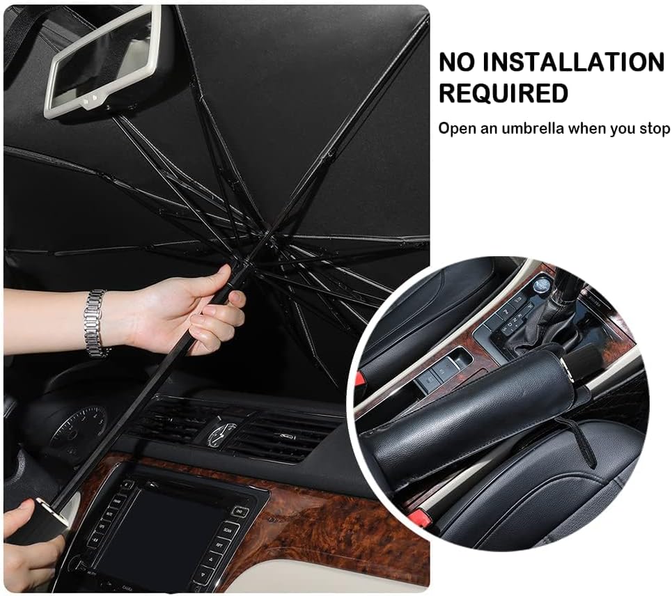 Car Umbrella Sun Shade Cover, Nano 5-Layer Block UV Reflector+Handy Windshield Sun Shade for Most Cars SUV Truck