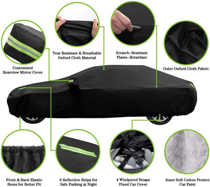 Full Exterior Car Cover Compatible with Ford Mustang – All-Weather Waterproof Windproof Car Cover with Storage Bag – Indoor and Outdoor Protection